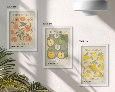 Trittico incorniciato Modelli di poster con frutta in stile retrò