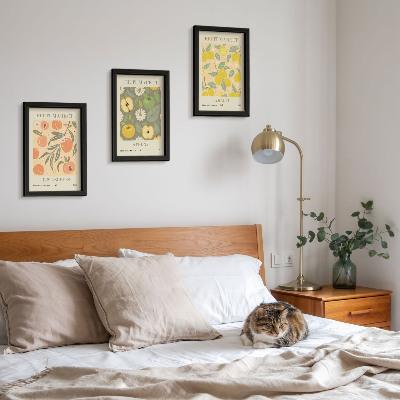 Trittico incorniciato Modelli di poster con frutta in stile retrò
