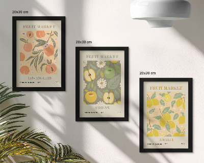 Trittico incorniciato Modelli di poster con frutta in stile retrò