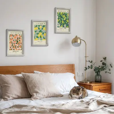 Composizione di 3 quadri con motivi fruttati di agrumi e fiori vintage