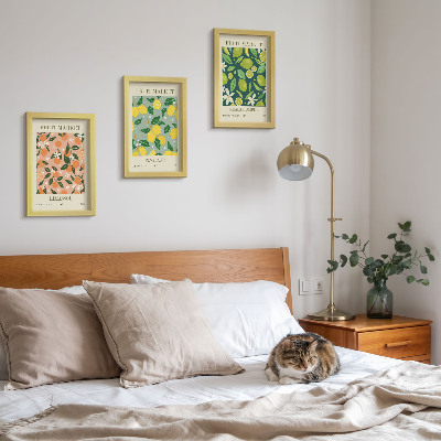 Composizione di 3 quadri Motivi fruttati con agrumi e fiori vintage