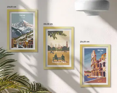 Trittico incorniciato con le montagne di Ouray Park a Londra e il Colosseo a Roma