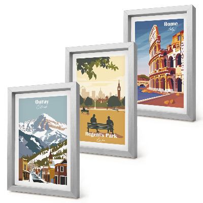 Trittico incorniciato Le montagne di Ouray Park a Londra Il Colosseo a Roma