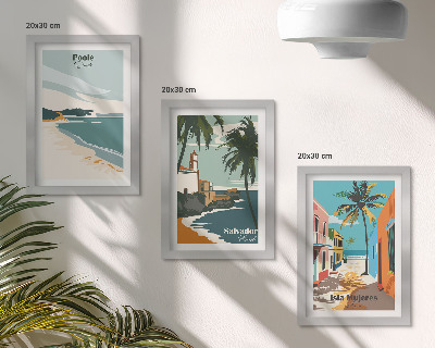 Trittico incorniciato Paesaggi tropicali con spiagge e palme