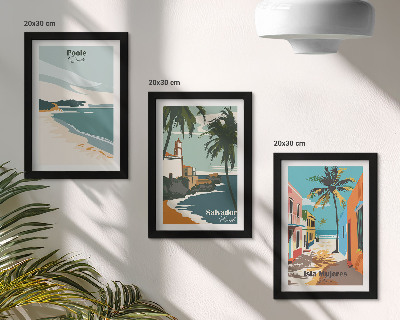 Trittico incorniciato Paesaggi tropicali con spiagge e palme