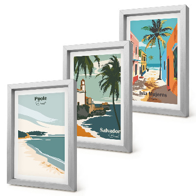 Trittico incorniciato Paesaggi tropicali con spiagge e palme