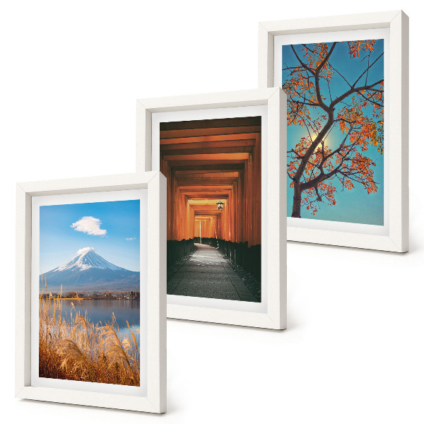 Trittico incorniciato Paesaggi giapponesi, natura e architettura dell'Asia