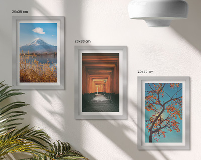 Trittico incorniciato Paesaggi giapponesi, natura e architettura dell'Asia