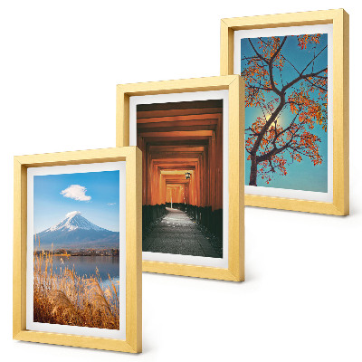Trittico incorniciato Paesaggi giapponesi, natura e architettura dell'Asia