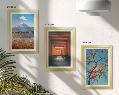 Trittico incorniciato Paesaggi giapponesi, natura e architettura dell'Asia