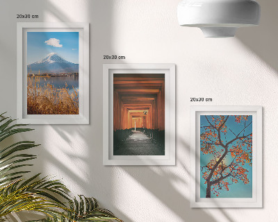 Trittico incorniciato Paesaggi giapponesi, natura e architettura dell'Asia