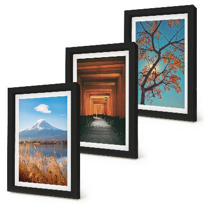 Trittico incorniciato Paesaggi giapponesi, natura e architettura dell'Asia