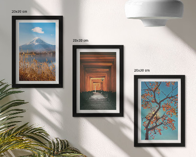 Trittico incorniciato Paesaggi giapponesi, natura e architettura dell'Asia