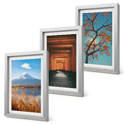 Trittico incorniciato Paesaggi giapponesi, natura e architettura dell'Asia