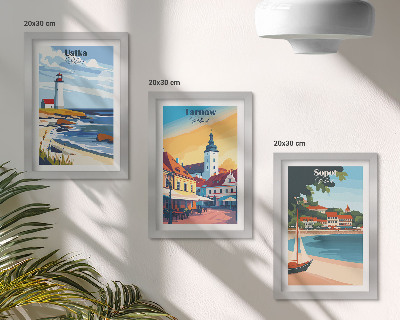 Trittico incorniciato Vedute delle città polacche Ustka Tarnów Sopot