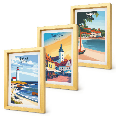 Trittico incorniciato Vedute delle città polacche Ustka Tarnów Sopot