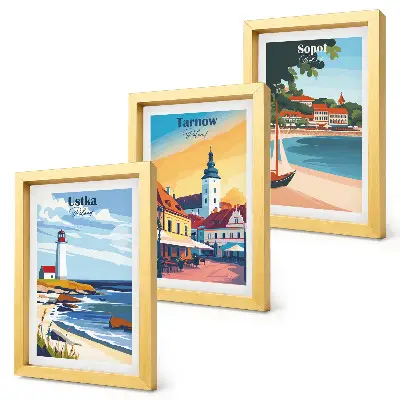 Trittico incorniciato vedute di città polacche Ustka Tarnów Sopot