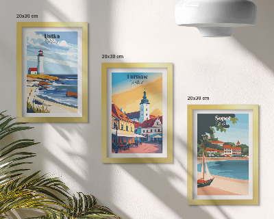 Trittico incorniciato Vedute delle città polacche Ustka Tarnów Sopot