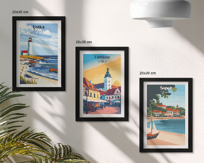 Trittico incorniciato Vedute delle città polacche Ustka Tarnów Sopot