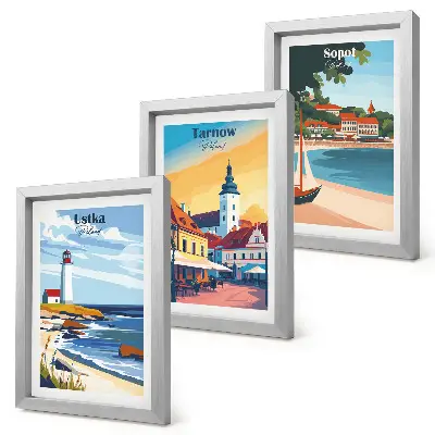 Trittico incorniciato vedute di città polacche Ustka Tarnów Sopot
