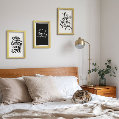 Trittico incorniciato Famiglia, amore, calore, casa, citazioni motivazionali