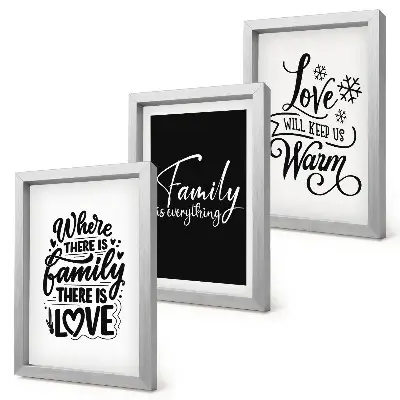 Trittico incorniciato con citazioni motivazionali su famiglia, amore e calore domestico
