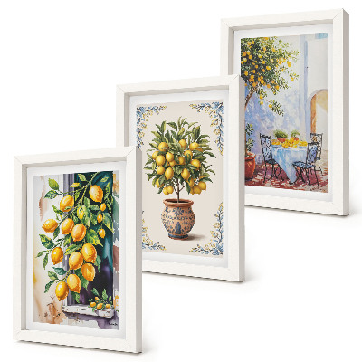 Trittico incorniciato Alberi di limoni e frutti in un ambiente soleggiato