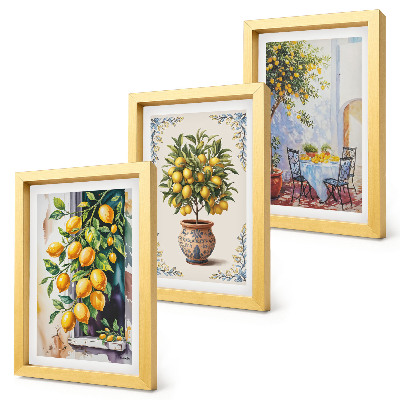 Trittico incorniciato Alberi di limoni e frutti in un ambiente soleggiato