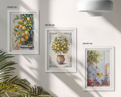 Trittico incorniciato Alberi di limoni e frutti in un ambiente soleggiato