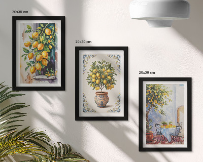 Trittico incorniciato Alberi di limoni e frutti in un ambiente soleggiato