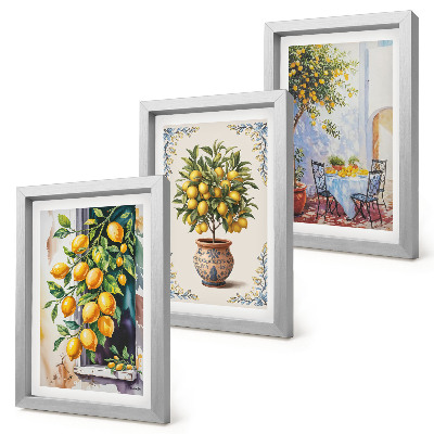 Trittico incorniciato Alberi di limoni e frutti in un ambiente soleggiato