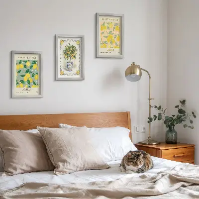 Composizione di 3 quadri con agrumi e frutta poster in stile italiano