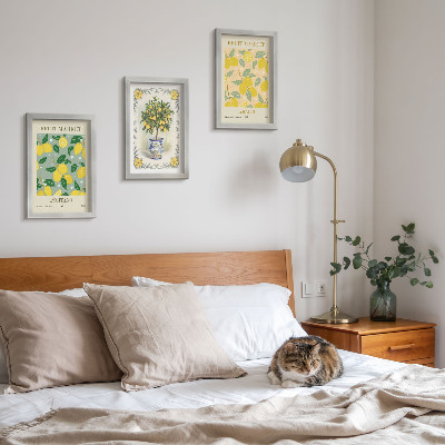 Composizione di 3 quadri Poster italiani con agrumi e frutta