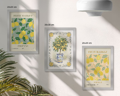 Composizione di 3 quadri Poster italiani con agrumi e frutta