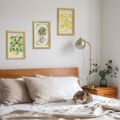 Composizione di 3 quadri Poster italiani con agrumi e frutta