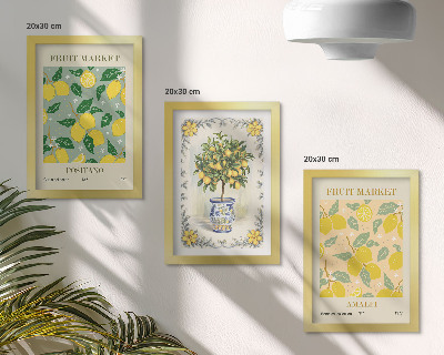 Composizione di 3 quadri Poster italiani con agrumi e frutta