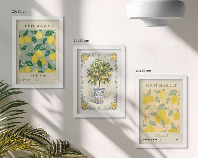 Composizione di 3 quadri Poster italiani con agrumi e frutta