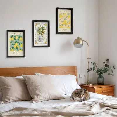 Composizione di 3 quadri con agrumi e frutta poster in stile italiano