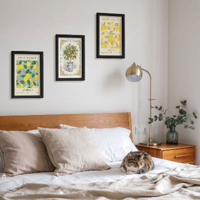 Composizione di 3 quadri Poster italiani con agrumi e frutta