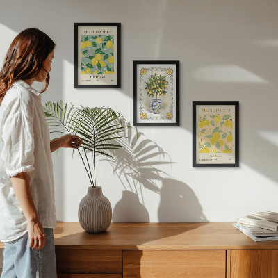 Composizione di 3 quadri Poster italiani con agrumi e frutta