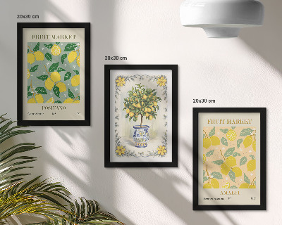 Composizione di 3 quadri Poster italiani con agrumi e frutta