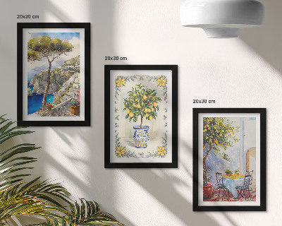 Trittico incorniciato Vista sul mare con alberi di limoni