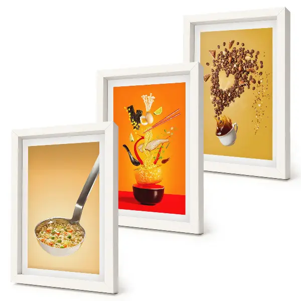 Trittico incorniciato a tema culinario e con bevande