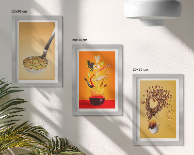 Trittico incorniciato Temi culinari e di bevande