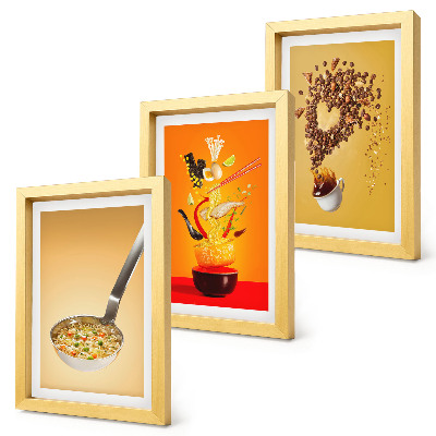 Trittico incorniciato Temi culinari e di bevande