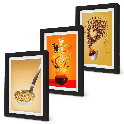 Trittico incorniciato Temi culinari e di bevande