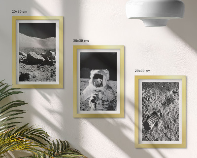 Trittico incorniciato Foto della Luna con astronauta e impronta