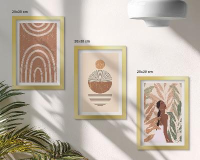 Trittico incorniciato Fantasie eleganti con motivi vegetali e forme geometriche