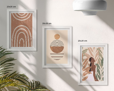 Trittico incorniciato Fantasie eleganti con motivi vegetali e forme geometriche