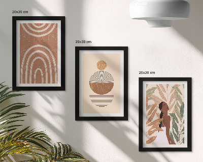Trittico incorniciato Fantasie eleganti con motivi vegetali e forme geometriche